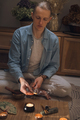 Man lighting incense for meditation and spiritual practice - PhotoDune Item for Sale