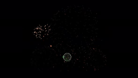 Many flashing colorful fireworks in event amazing with black background celebrate New Year.