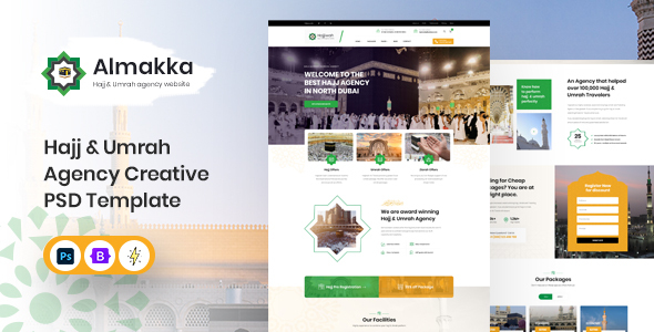Almakka - Hajj & Umrah Agency PSD Template