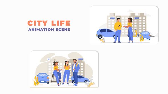 City Life Animation Scene After Effects Template