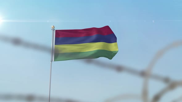Mauritius Flag Behind Border