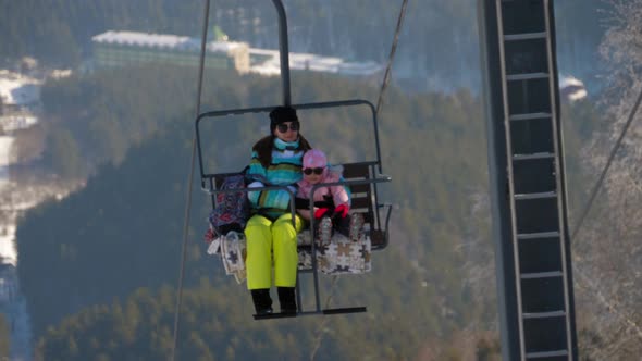 Winter Mountains Panorama, Ski Lifts