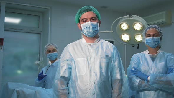 The Team of Surgeons at Work in the Operating Room