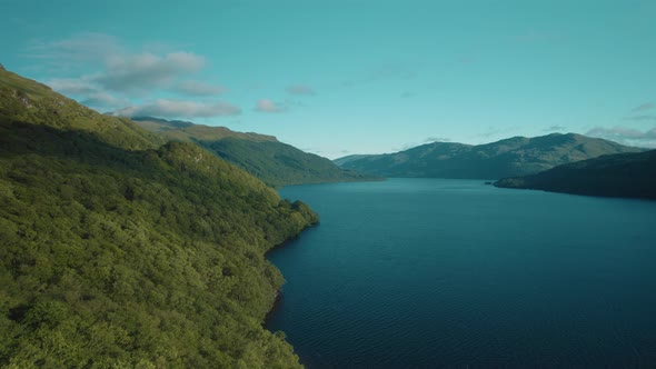 Aerial Tilt Down Loch Lomond Scotland Cinematic 25p