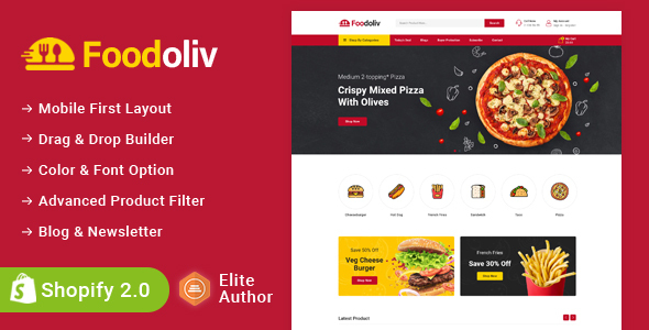 Foodoliv - Fast Food Restaurant Store Shopify 2.0 Responsive Theme