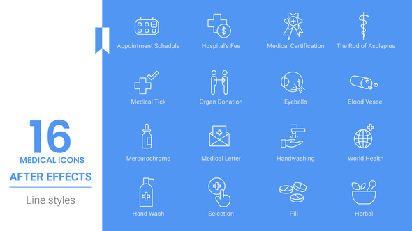 Medical Hospital Icon Set Line pack