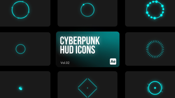 Cyberpunk HUD Icons 02 for After Effects alt