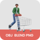 3D Illustration Man Walking With Shopping Cart - 3DOcean Item for Sale