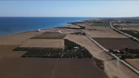 Cyprus beach at daytime. Mediterranean Sea. Beautiful views of the coast. Larnaca District.