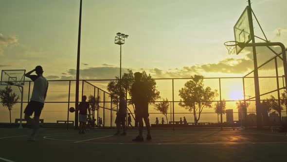 Basketball Match In Sunset