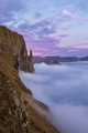 Rock "Witch's Finger" (Trøllkonufingur) at dawn. Vagar, Faroe Islands, Europe. Aerial view - PhotoDune Item for Sale