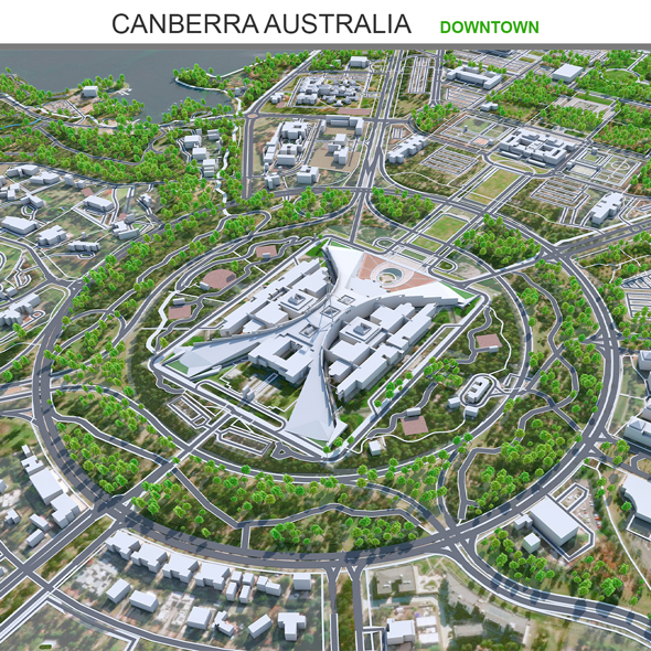 Canberra Downtown city Australia 10km 3d model