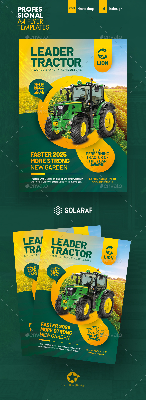 Tractor Farm Flyer Templates stock graphic NULLED WP NULLED