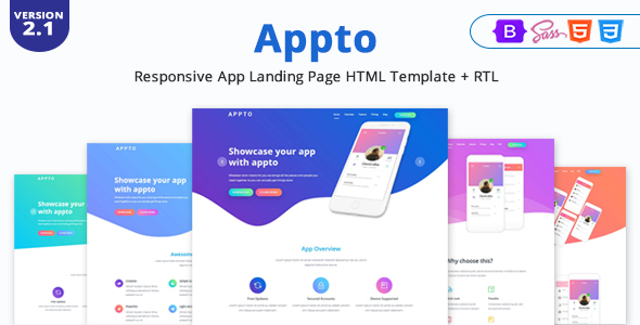 Appto - Responsive App Landing Page HTML Template + RTL