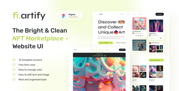 Artify - NFT Marketplace Figma Template