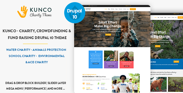 Kunco - Charity, Crowdfunding & Fund Raising Drupal 10 Theme