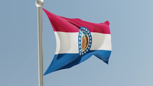 Missouri flag on flagpole.