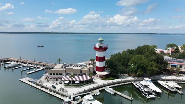 4K Aerial Footage of Harbor Town in Hilton Head Island, South Carolina