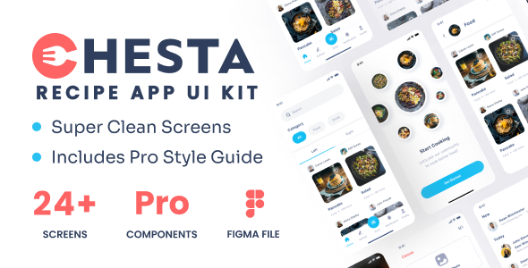 Chesta - Cooking Food Recipe Mobile  App UI Kit Figma