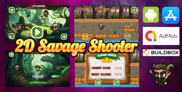 2D Savage Shooter - Xcode Game - Admob Ads - In app purchases (Buildbox Project)
