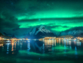 Northern lights in Reine, Lofoten Islands, Norway. Aurora - PhotoDune Item for Sale