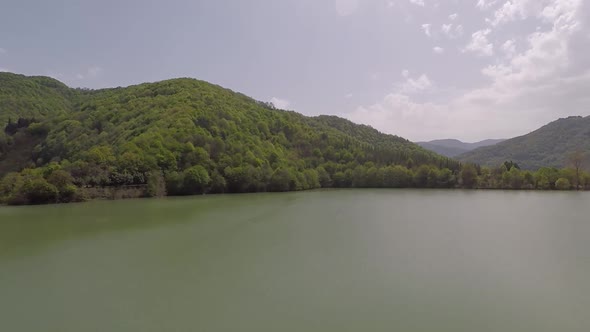 Aerial Greenish Turquoise Lake