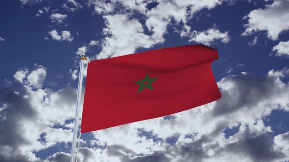 Morocco Flag With Sky