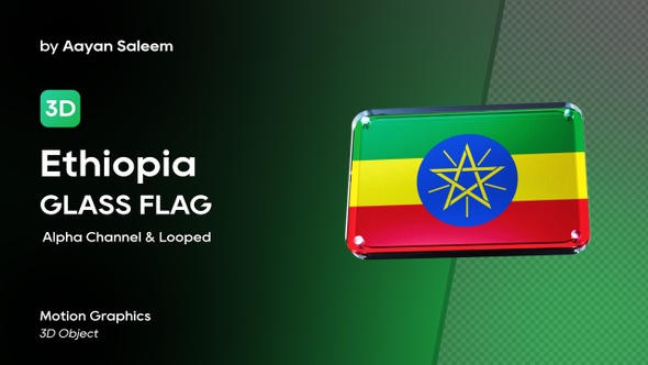 Ethiopia Flag 3D Glass Badge