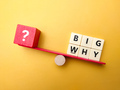 Question mark symbol and toys word with the word BIG WHY. Business concept - PhotoDune Item for Sale