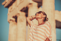 Happy girl tourist visits Acropolis. Greece - PhotoDune Item for Sale