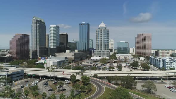 Aerial view of skyscrapers and towers of Tampa alt