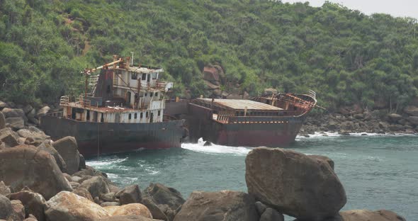 The Rusty Shipwreck Run Aground, Sri Lanka