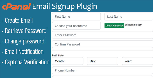 Cpanel Email Signup Plugin