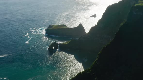 Aerial Footage of Magnificent Seascape As Seen From the Top of the Hill