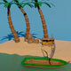 Low Poly Beach boat with treasure and palms - 3DOcean Item for Sale