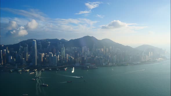 Beautiful building and architecture around Hong kong city skyline