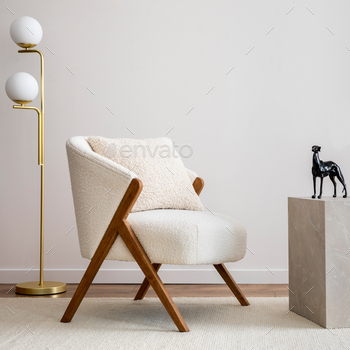te armchair, coffee table, consola, ladder and personal accessories.  Home decor. Template.
