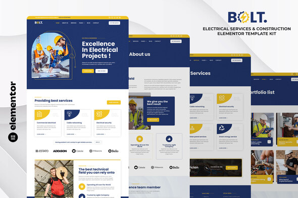 Bolt - Electrical Services & Construction Elementor Template Kit