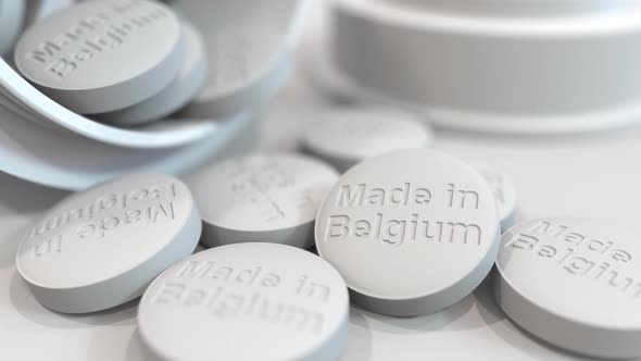 Pills with MADE IN BELGIUM Text on Them