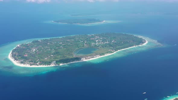 Gili Island with Lovely Tiny Buildings Surrounded By Green Forest Indonesia