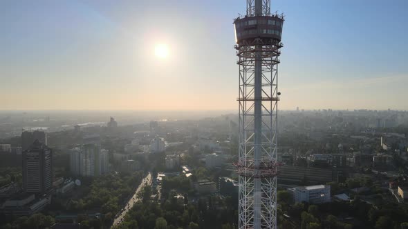 TV Tower in the Morning at Dawn in Kyiv, Ukraine