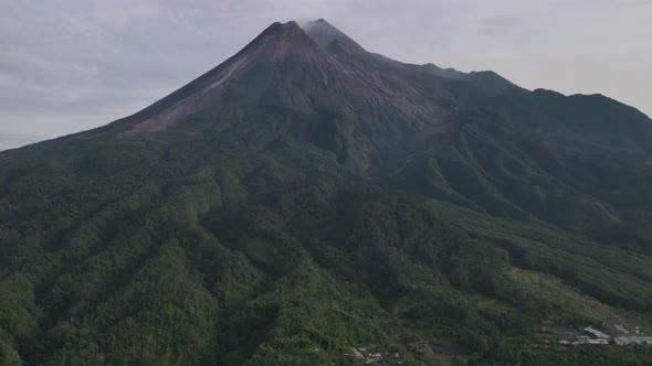 Time lapse aerial view of Merapi Mountain. Indonesia Volcano Landscape View.