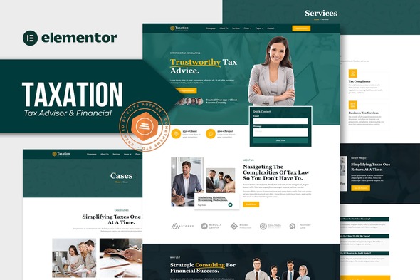 Taxation - Tax Advisor & Financial Consulting Elementor Pro Template Kit