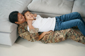 Boy together with his mother a soldier - PhotoDune Item for Sale