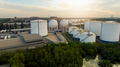 Aerial view of industrial gas storage tank in factory. LNG or liquefied natural gas storage tank. - PhotoDune Item for Sale