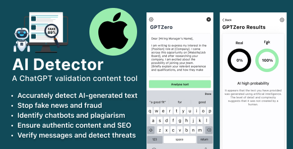 AI Content Detector - A powerful iOS native App that detects content generate by ChatGPT