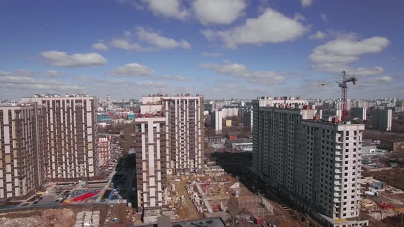 High Rise Apartment Blocks Under Construction and Moscow View Russia alt