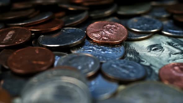 Hundred Dollar Banknote And Coins