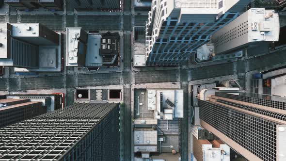 Quarantined City. Top View Of an Empty City With Skyscrapers