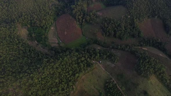 mountainous terrain aerialin North of Thailand